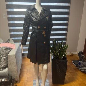 Versace Black Lamb Versace for H&M Leather Trench coat   with Gold /silver Studs
